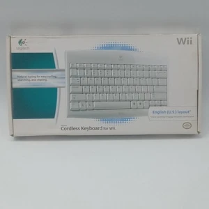 Nintendo Wii Logitech Cordless Wireless Keyboard With USB Dongle In Box NOB - Picture 1 of 17