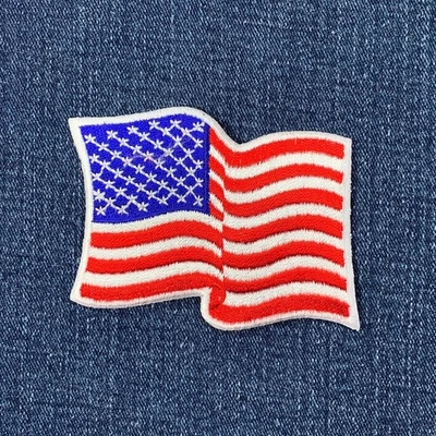 Wavy American Flag Patch - Embroidered USA United States Badge 3.25" (Iron On) - Image 1 of 2