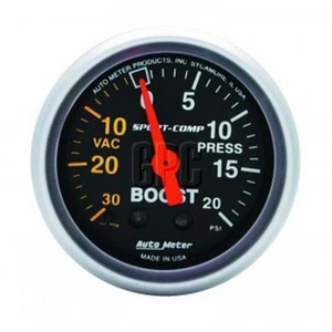 Autometer Sport-Comp 2-1/16in Boost/Vacuum Gauge 30in/Hg 20PSI Mechanical AU3301 - Picture 1 of 3