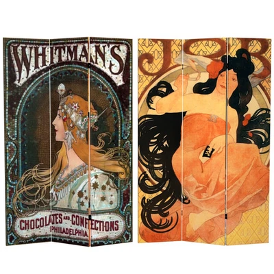 Canvas Double-sided 6-foot Confections Room Divider (China) Multi - Image 1 of 4