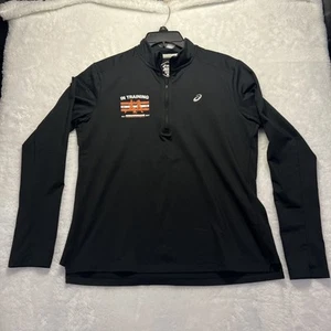 Asics Pullover Running Athletic Half Zipper Black With Orange - Picture 1 of 8