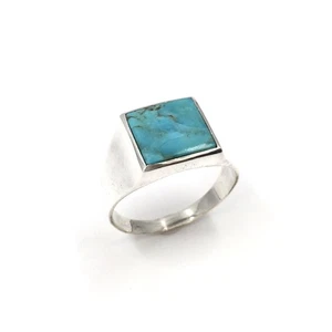 moderner 925 Silber Herren Ring Türkis Schmuck massiver Siegelring Bandring RW71 - Picture 1 of 12