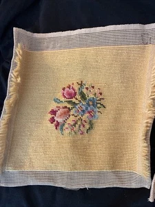 2 vintage cross stitch Flowers Ready For Framing 10.5 Inches By 10.5 Inches - Picture 1 of 4