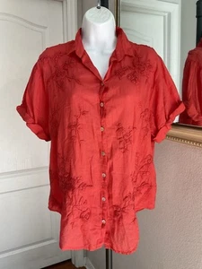 Kyla Seo Kady Shirt Top Embroidered Caite Karyn Small Spicy Orange Light NWT - Picture 1 of 21