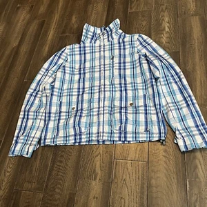 Chaqueta cortavientos Lauren Ralph Lauren Active a cuadros azul púrpura cremallera completa S - Imagen 1 de 8