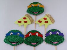 TEENAGE MUTANT NINJA TURTLES CUPCAKE TOPPER X 6 - GLITTERY