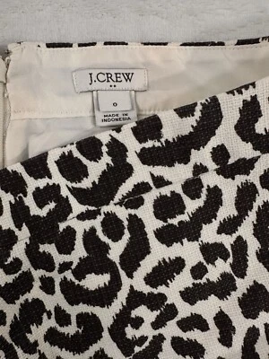 J Crew 铅笔裙 0 码黑色豹纹及膝动物 XS 女式 — 第 1/4 张图片