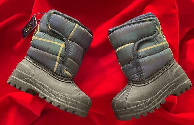 Polo Ralph Lauren Azul Marino Cuadros Hamil Ten Invierno Botas de Nieve Niño Pequeño Talla 5 Nuevas Foto 1 de 4