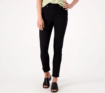 Isaac Mizrahi Live! Pantalones de mezclilla True altos ajustados al tobillo negros 22 nuevos Foto 1 de 2