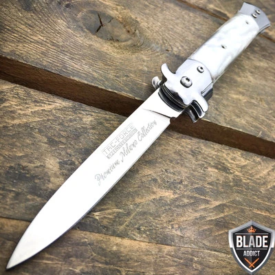 TAC FORCE TAC-FORCE Godfather Pearl Stiletto Spring Assist Open Folding Blade Pocket Knife