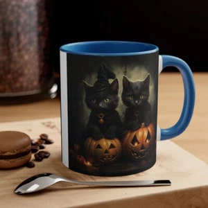Colorful Coffee Mug 11oz Night Full of Fright Happy Halloween Black Cat Kitty - Picture 1 of 21