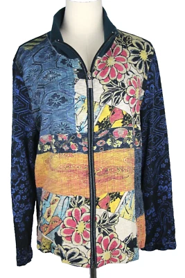Chaqueta térmica Katina Marie para mujer Y2K cremallera completa talla XL azul floral estrás Foto 1 de 4
