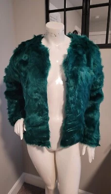 Mossimo Juniors Small Green Faux Fur Jacket Hook Latch Cropped Jacket NOS 2014 - Image 1 of 4