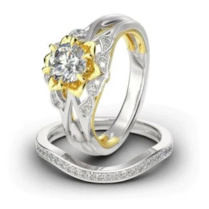 2.00 Ct Lab Created Flower Round Diamond Silver Engagement Ring Handmade Jewelry - Picture 1 of 8