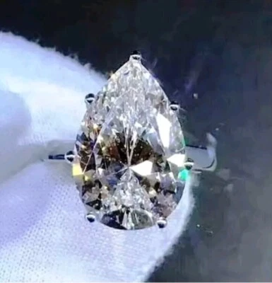 12 Ct Certified Treated Off White Diamond Solitaire Ring, 925 Sterling Silver - Image 1 of 4