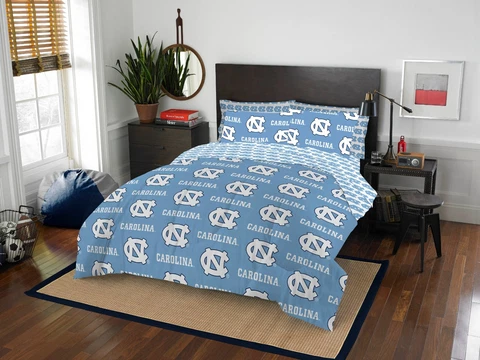 North Carolina Tar Heels Queen Bed in a Bag Comforter Set 7 Piece Official NCAA Cover