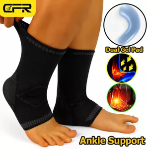 Ankle Brace Silicone Gel Support Compression Sleeve Pain Plantar Fasciitis - Picture 1 of 15
