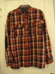 Men's Wrangler ATG All Terrain Gear Maroon Plaid Long Sleeve Button Shirt Size L - Picture 1 of 9
