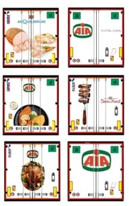 Grafica adesiva portelloni posteriori "AIA" x rimorchi Herpa 1/87 6 pz - Foto 1 di 1