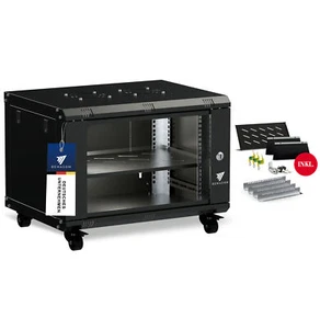 19" Netzwerkschrank Serverschrank Server-Racks 7U Schwarz 600x450x385 + Zubehör - Bild 1 von 7