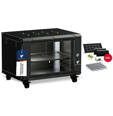 19" Netzwerkschrank Serverschrank Server-Racks 7U Schwarz 600x450x385 + Zubehör - Bild 1 von 4
