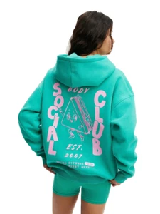 Cotton On Body Plush Premium Embroidered Graphic Hoodie Size XL Green Soft Feel - Picture 1 of 14