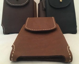 BROWN LEATHER PHONE CASE with CARD WALLET iPhone Plus 6+ 7+ 8+ X HANDMADE in USA - Picture 1 of 8