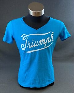 NEW GENUINE TRIUMPH WOMENS CLOTHING BLUE T-SHIRT - TRMTSS12105-XS