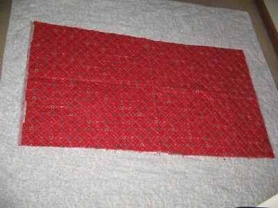 Vintage Quilted Christmas Fabric Joan Kessler 24" x 44" Red CLEAN Crafts - Image 1 of 4