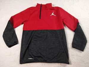 Jumpman Nike 1/4 Zip Jacket Boys 12-13 Yrs Red Black Graphic Sports Phrases Rare - Picture 1 of 8
