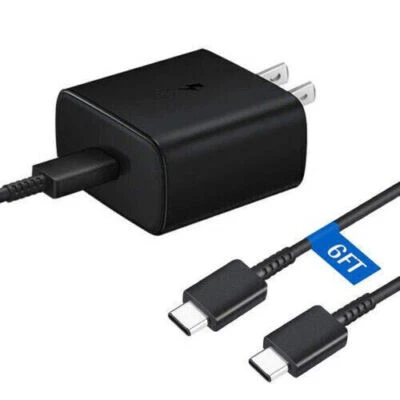 Cargador de pared súper rápido USB-C de 45 W + cable de 6 pies para Samsung Galaxy S20 S21 S22 S23 Foto 1 de 3