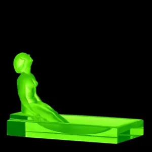Art Deco Large Bowl Decorative Box Green Vaseline Uranium Glass 1930 H.Hoffmann - Picture 1 of 3