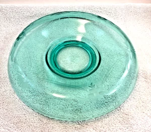 VTG Elegant Depression Glass Console Bowl Green Rolled Edge Etched 9.5" Beauty - Picture 1 of 8