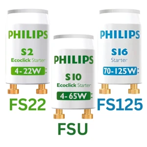 Philips S2 S10 S16 Starter Fluorescent 4-65, 70-125, 100-125 Watt FSU FS22 FS125 - Picture 1 of 8