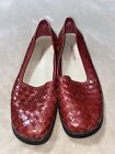 Trotters RED Woven Leather Flats Shoes 10 summer made in Brazil