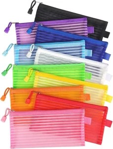 10 Pack Zipper Mesh Pouch Pencil Pouch Multicolor Pen Bag Multipurpose for Offic - Picture 1 of 7