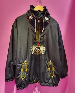 Vtg BOGNER Ski Anorak Pullover Jacket Embroidery Mountain Black RARE - Picture 1 of 9