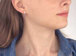 Amethyst Tropfen Ohrringe aus 925 Sterlingsilber ER0287-1 -bestes Geschenk - Bild 1 von 2