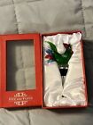 Fitz and Floyd Glass Rooster Wine Stopper In Original Box Red Gamecock Green 5"