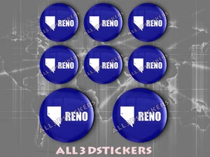 8 x 3D ROUND Resin Domed Flag Reno - USA Adhesive Decal Vinyl - Picture 1 of 1