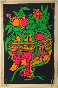 Póster psicodélico original vintage negro luz planta de energía 1969 Pandora Myers - Imagen 1 de 12