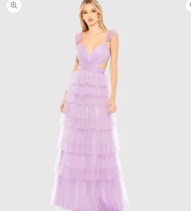 MAC DUGGAL Ruffle Tiered Tulle Cut Out Gown in lilac size 2 NWT - Picture 1 of 8
