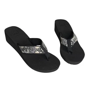 Teva Mush Mandalyn Wedge Sandals Size 9 Floral Flip Flop Thong Casual Comfort - Imagen 1 de 9