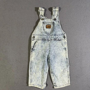 Vintage 80s Lee Bib Jeans Overalls Unisex Baby Toddler 18 Months Acid Wash - Picture 1 of 8