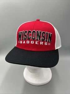 University Of Wisconsin Badgers Mascot NCAA Trucker Hat. Curved Adjustable Cap - Picture 1 of 9