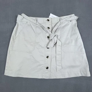 Banana Republic Skirt Womens 14 Beige Button Front Belted Utility Pockets New - Picture 1 of 12