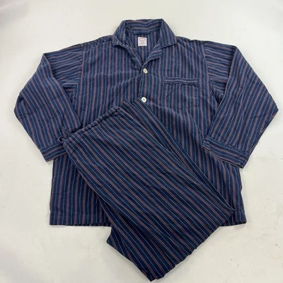 Conjunto de pijama Brooks Brothers camisa y pantalón algodón azul rayas ropa para dormir talla mediana Foto 1 de 4
