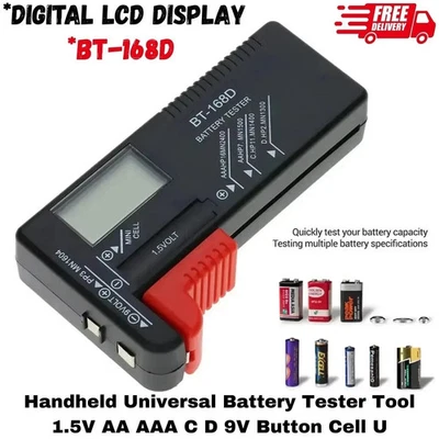 Handheld Universal  Battery Tester Tool 1.5V AA AAA C D 9V Button Cell U - Image 1 of 4