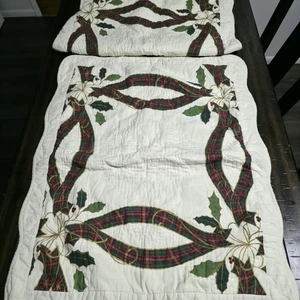 Lenox Quilted Holiday Christmas Plaid Floral 23.5x28.5 Pillow Shams - Picture 1 of 17