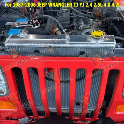 3 Row Aluminum Radiator For 1987-2006 JEEP WRANGLER TJ YJ 2.4 2.5L/4.0 4.2L Foto 1 de 4